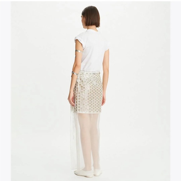 New TORY BURCH Mirror Embellished Double Layer Wrap Skirt - Picture 7 of 12